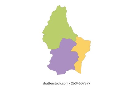Mehrfarbige Karte von Luxemburg mit Bezirken