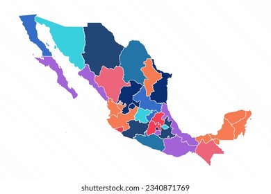 Mapa Multicolor de México con provincias, puede ser utilizado para diseños de negocios, presentaciones o cualquier diseño adecuado.