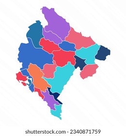 Mapa multicolor de Montenegro con provincias, puede ser utilizado para diseños de negocios, presentaciones o cualquier diseño adecuado.