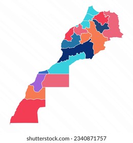 Mapa Multicolor de Marruecos Sahara Occidental con provincias, puede ser utilizado para diseños de negocios, presentaciones o cualquier diseño adecuado.