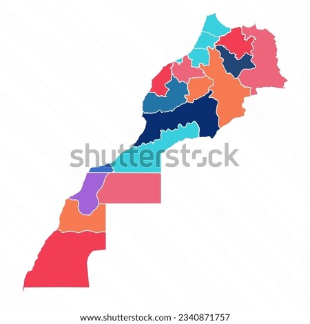 Multicolor Map of Morocco Western Sahara With Provinces, can be used for business designs, presentation designs or any suitable designs.