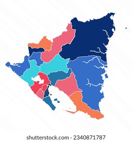 Mapa Multicolor de Nicaragua con provincias, puede ser utilizado para diseños de negocios, presentaciones o cualquier diseño adecuado.