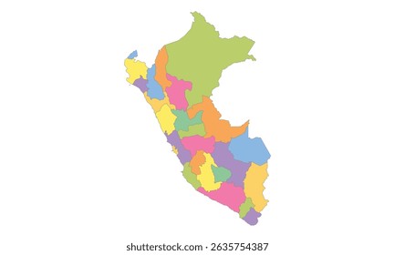 Multicolor Map of Peru with Regions