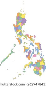 Mapa Multicolor de Filipinas con Regiones