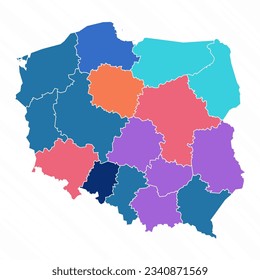 Mehrfarbenkarte von Polen Mit Provinzen, kann für Geschäftsdesigns, Präsentationen oder alle geeigneten Designs verwendet werden.