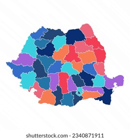 Mapa multicolor de Rumanía con provincias, puede ser utilizado para diseños de negocios, presentaciones o cualquier diseño adecuado.