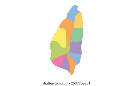 Multicolor Map of Saint Lucia with Quarters