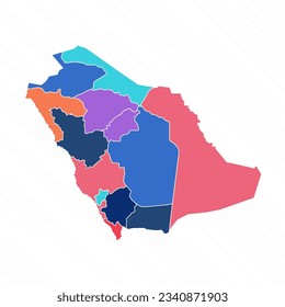 Mapa multicolor de Arabia Saudita con provincias, puede ser utilizado para diseños de negocios, presentaciones o cualquier diseño adecuado.