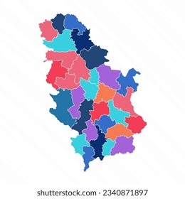 Multicolor Map of Serbia With Provinces, can be used for business designs, presentation designs or any suitable designs.