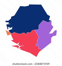 Mehrfarbige Karte von Sierra Leone Mit Provinzen, kann für Geschäftsdesigns, Präsentationen oder alle geeigneten Designs verwendet werden.
