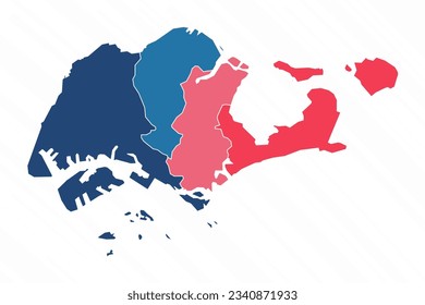 Multicolor Map of Singapore With Provinces, can be used for business designs, presentation designs or any suitable designs.