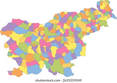 Multicolor Map of Slovenia with Statistical Regions