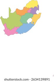 Multicolor Map of South Africa with Provinces
