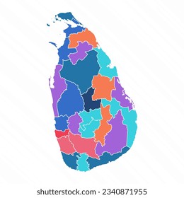 Mapa Multicolor de Sri Lanka con provincias, puede ser utilizado para diseños de negocios, presentaciones o cualquier diseño adecuado.