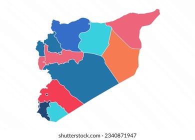 Multicolor Map of Syria With Provinces, can be used for business designs, presentation designs or any suitable designs.