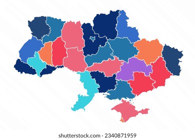 Multicolor Map of Ukraine With Provinces, can be used for business designs, presentation designs or any suitable designs.