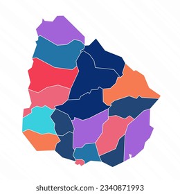 Multi-Farb-Karte von Uruguay Mit Provinzen, kann für Geschäftsdesigns, Präsentationen oder alle geeigneten Designs verwendet werden.