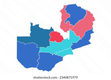 Mapa multicolor de Zambia con provincias, puede ser utilizado para diseños de negocios, presentaciones o cualquier diseño adecuado.