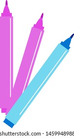 Multicolor markers, illustration, vector on white background.