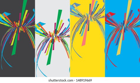 Multicolor Medusa Shaped Lines Background Vector Illustrations