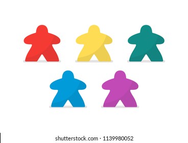 Multicolor meeples vector illustration. Symbol of family board games