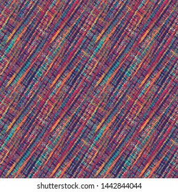 Multicolor Melange Diagonal Strokes Textured Background. Seamless Pattern.