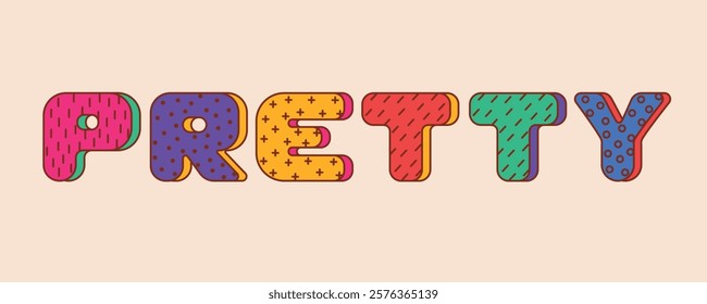 Multicolor memphis alphabet lettering. Decorative pattern typography. Modern vector type with colorful abstract letters for headline, poster, social web, brochure, etc.