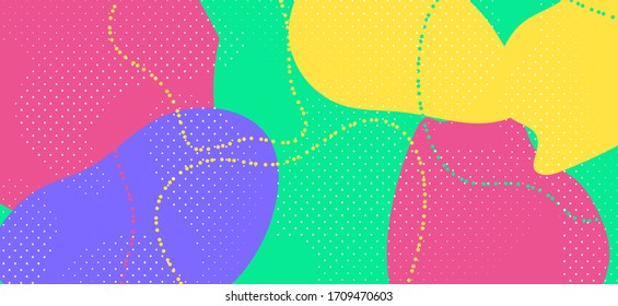 Multicolor Memphis Shapes. Modern Geometric Composition. Futuristic Wave Backdrop. Bright Flow Backdrop. Memphis Banner. Fashion Geometric Decoration. Colorful Flow Texture. Memphis Design.