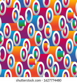 Multicolor modern gradient geometric cylinder seamless pattern