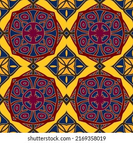 Multi-Color Morocco Seamless Pattern. Traditional Arabic Islamic Background. Vintage, Turkish, Indian style Ideal for carpet, ceramics, tiles. Vector Illustration.