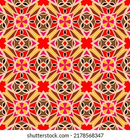 Multi-Color Morocco Seamless Pattern. Traditional Arabic Islamic Background. Vintage, Turkish, Indian style Ideal for carpet, ceramics, floor tiles. Vector Illustration.