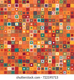 Multicolor mosaic background from different squares. Fun illustration. Vector backdrop for your presentation