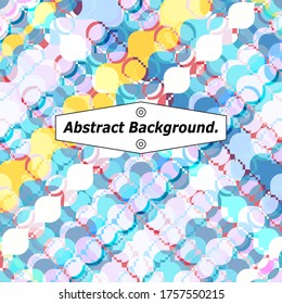 Multicolor mosaic background of rounded and wavy fragments, rhombuses and borders. Excellent as a background for the production of any printed product, advertising, or other design.