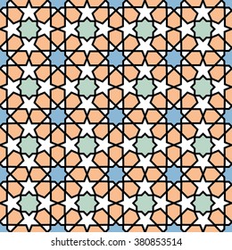 multicolor mosaic moroccan zellige seamless. vector illustration