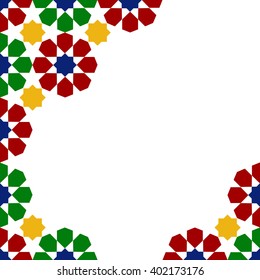 multicolor mosaic moroccan zellige template. vector illustration