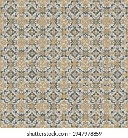 Multicolor mosaic pattern. Green and Yellow Vintage Floral Pattern.