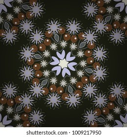 Multicolor mosaic texture. Vector abstract kaleidoscope background in gray, violet and brown colors. Beautiful kaleidoscope seamless pattern. Unique kaleidoscope design.