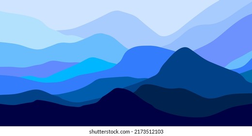 Multicolor mountains, silhouette waves, abstract color shapes, modern background, vector design Illustration 