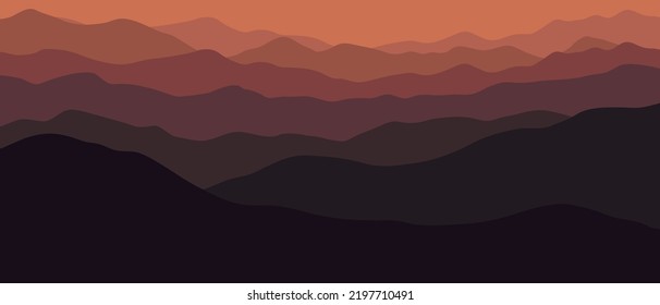 Montañas multicolores, ondas de silueta, formas marrones abstractas, fondo moderno, diseño vectorial Ilustración 