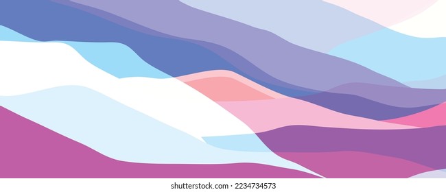 Mehrfarbige Berge, Silhouettenwellen, abstrakte Farbformen, moderner Hintergrund, Vektordesign-Illustration