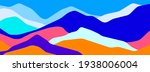 Multicolor mountains, translucent waves, abstract color glass shapes, modern background, vector design Illustration for you project