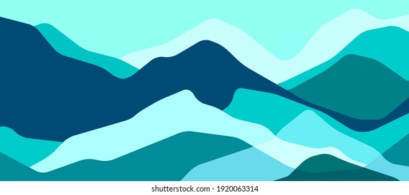 Multicolor mountains, translucent waves, abstract color glass shapes, modern background, vector design Illustration for you project