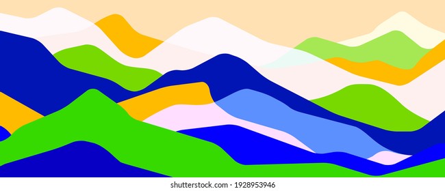 Multicolor mountains, translucent waves, abstract color glass shapes, modern background, vector design Illustration for you project