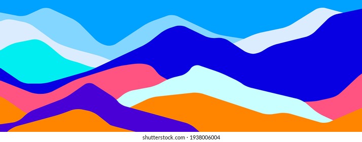 Multicolor mountains, translucent waves, abstract color glass shapes, modern background, vector design Illustration for you project