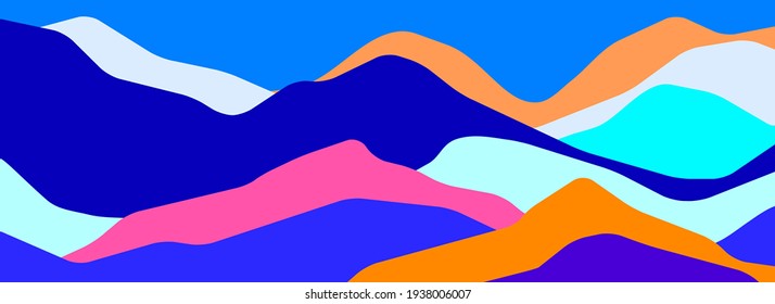 Montañas multicolores, ondas translúcidas, formas abstractas de cristal de color, fondo moderno, diseño vectorial Ilustración para su proyecto