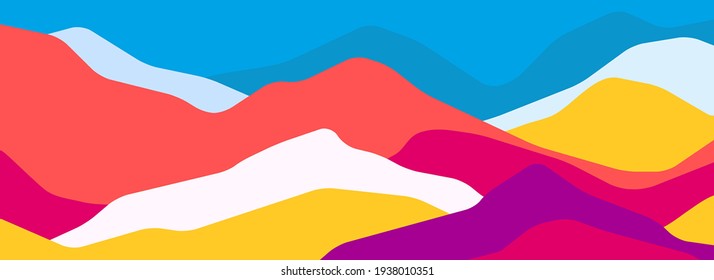 Multicolor mountains, translucent waves, abstract color glass shapes, modern background, vector design Illustration for you project