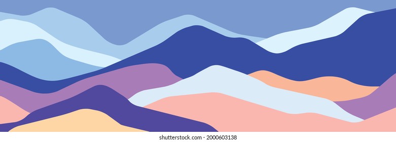 Multicolor mountains, translucent waves, abstract color glass shapes, modern background, vector design Illustration for you project