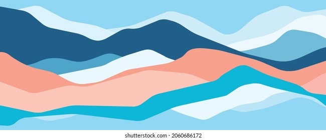 Montañas multicolores, ondas translúcidas, formas abstractas de cristal de color, fondo moderno, diseño vectorial Ilustración para su proyecto