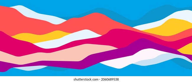 Multicolor mountains, translucent waves, abstract color glass shapes, modern background, vector design Illustration for you project