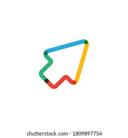 Multicolor mouse arrow icon, computer mouse arrow vector icon, line cursor icon, flat design best vector mouse cursor illustration